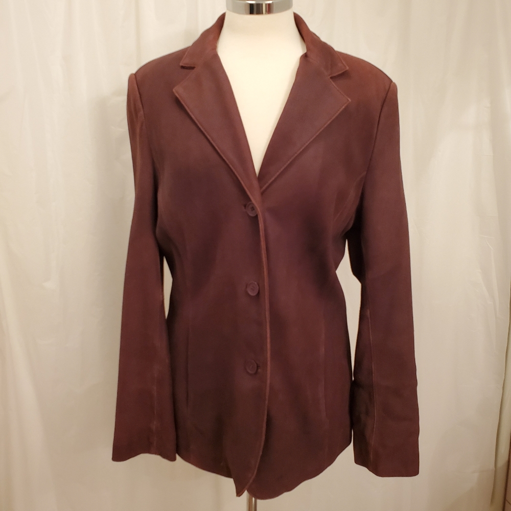 Modern Essentials Brown Leather Jacket GUC Sz M